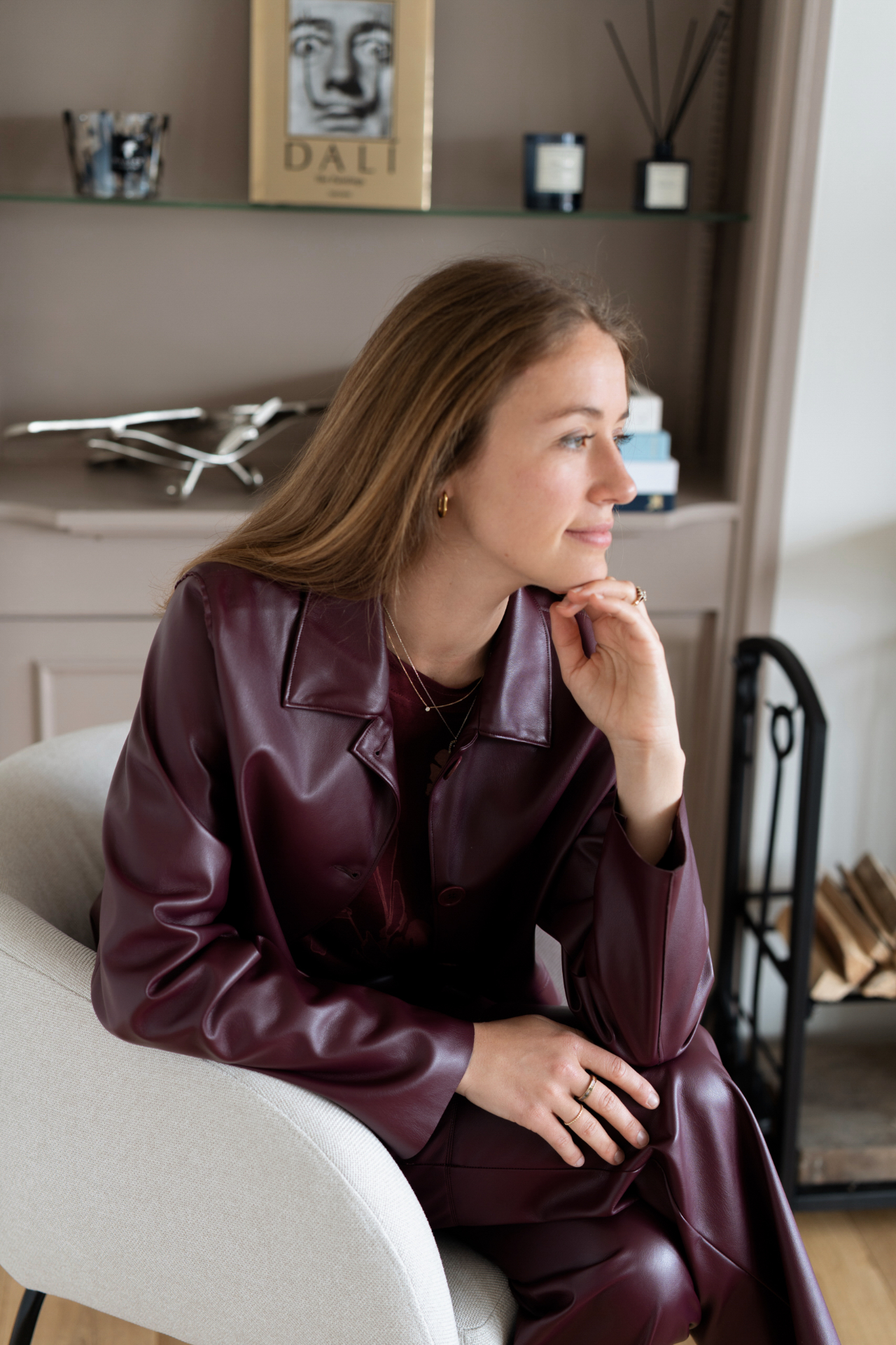 Tailleur cuir bordeaux