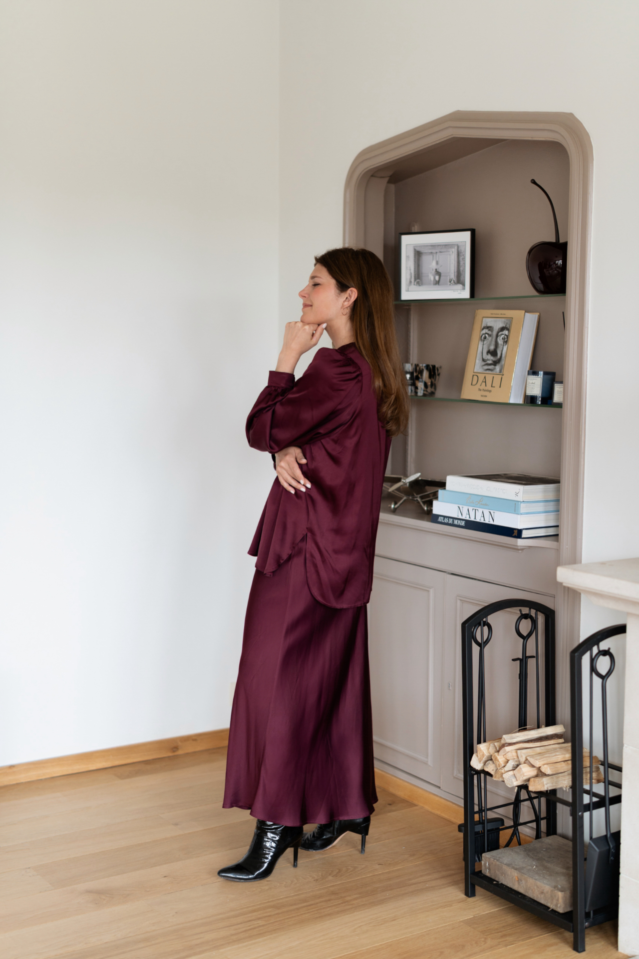 Robe & ensemble soie bordeaux