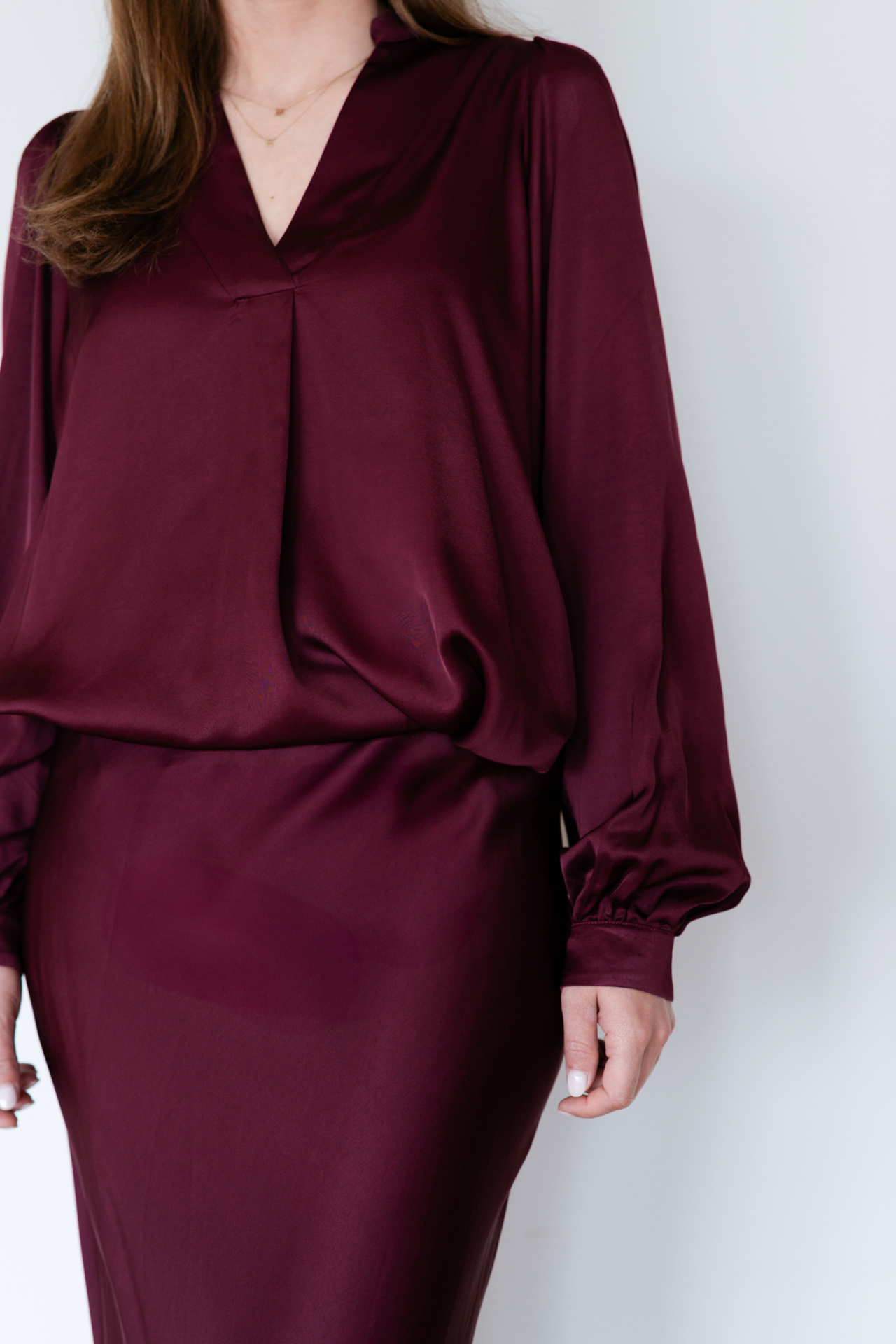 Robe & ensemble soie bordeaux