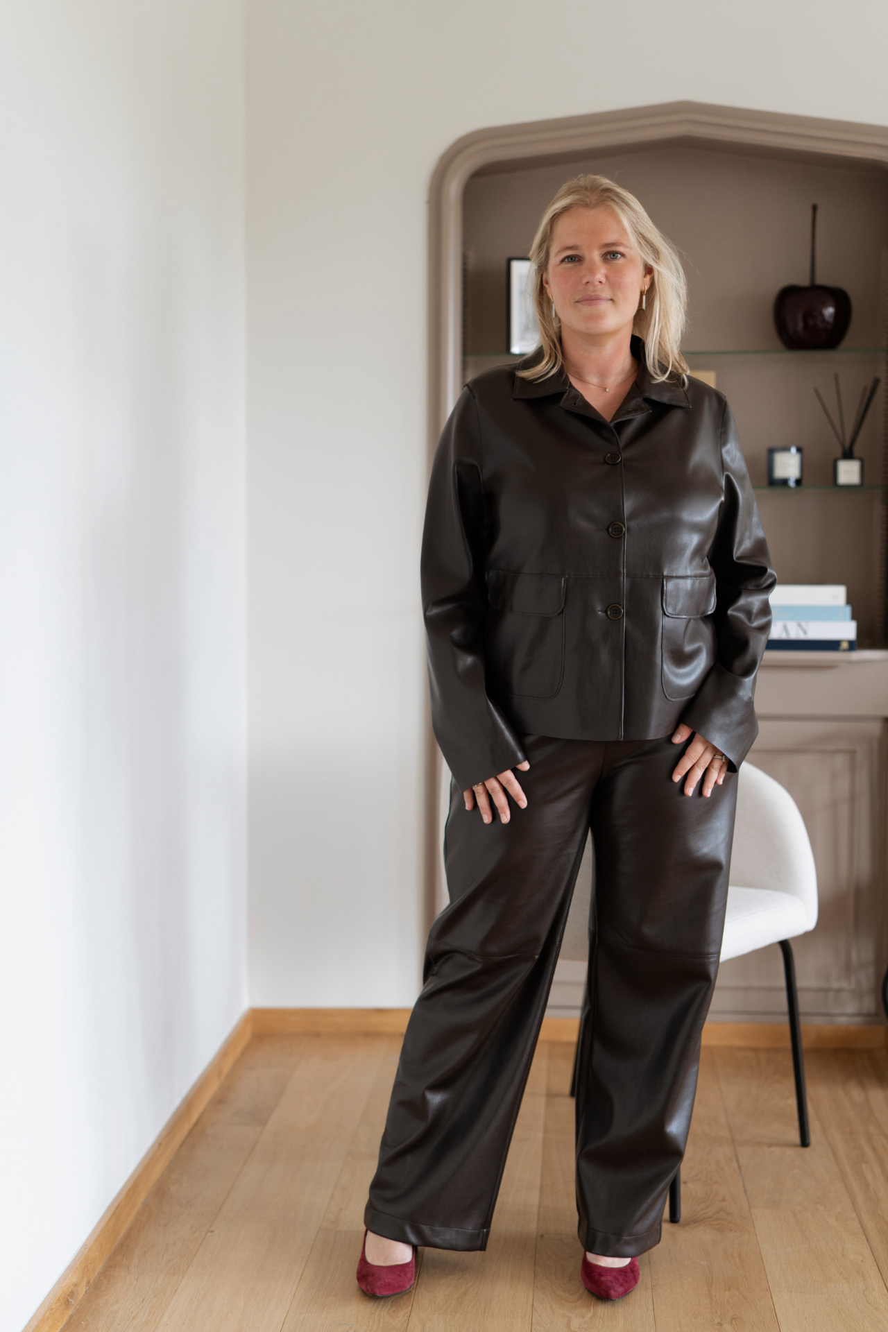 Tailleur cuir chocolat