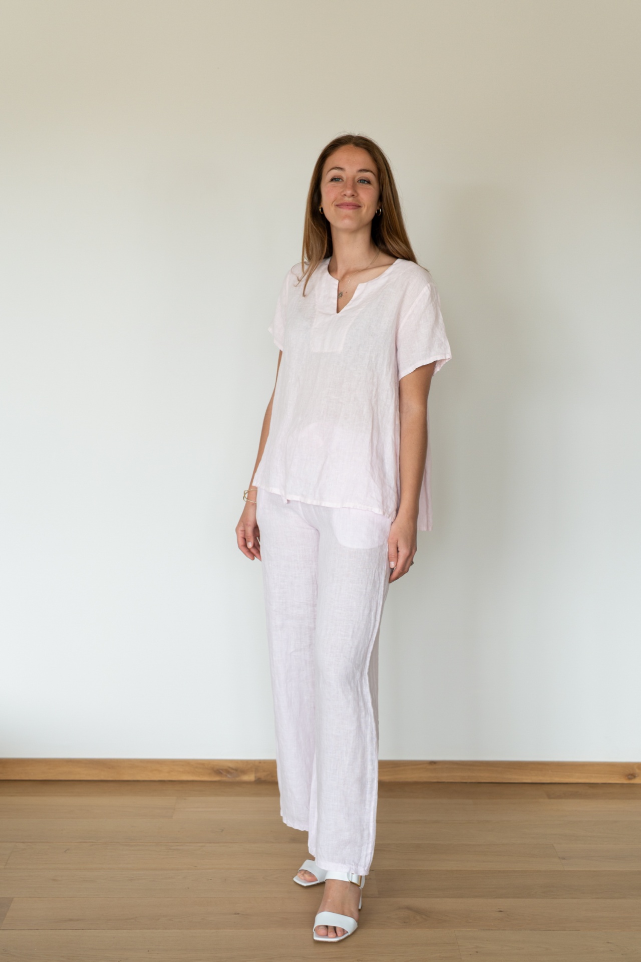 Ensemble lin rose poudré